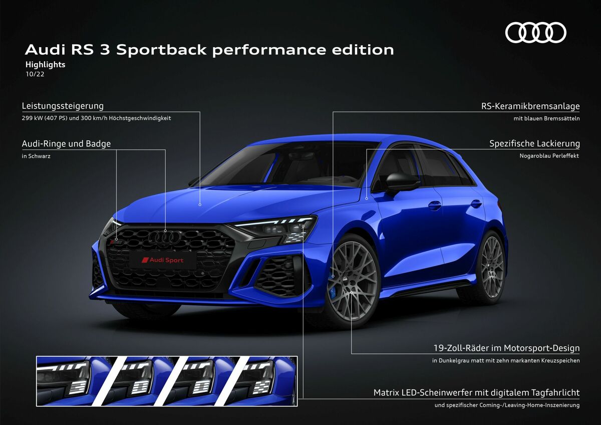 Audi RS 3 Sportback und Limousine performance edition